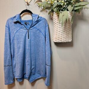 Zella, Blue 1/4 Zip Long Sleeve Top, Women's 2X Collared Thumbholes Lightweight